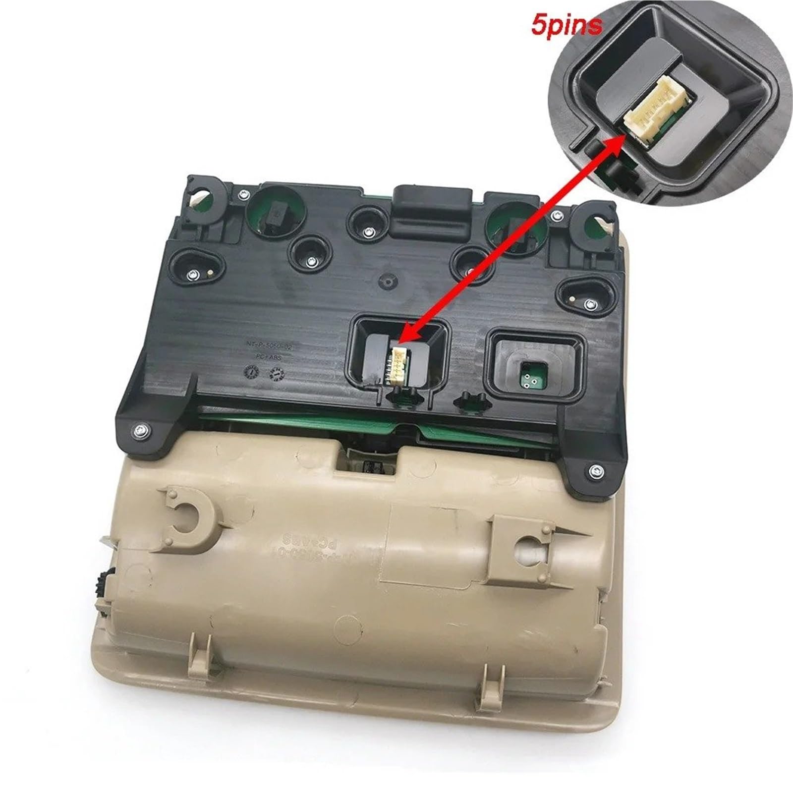 Plafoniera Interni Auto Per Toyota Per Camry 2012 2013-2017 Luce Di Lettura | Console interruttore tettuccio apribile a LED con scatola portaoggetti, accessori per auto, 20 pin, beige, materiale ABS