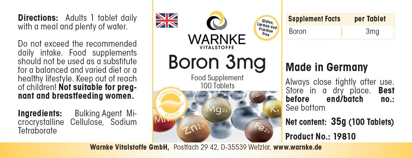 Bore 3 Mg – 100 Comprimés Végétariens | Complément Alimentaire Haute Qualité Pharma
