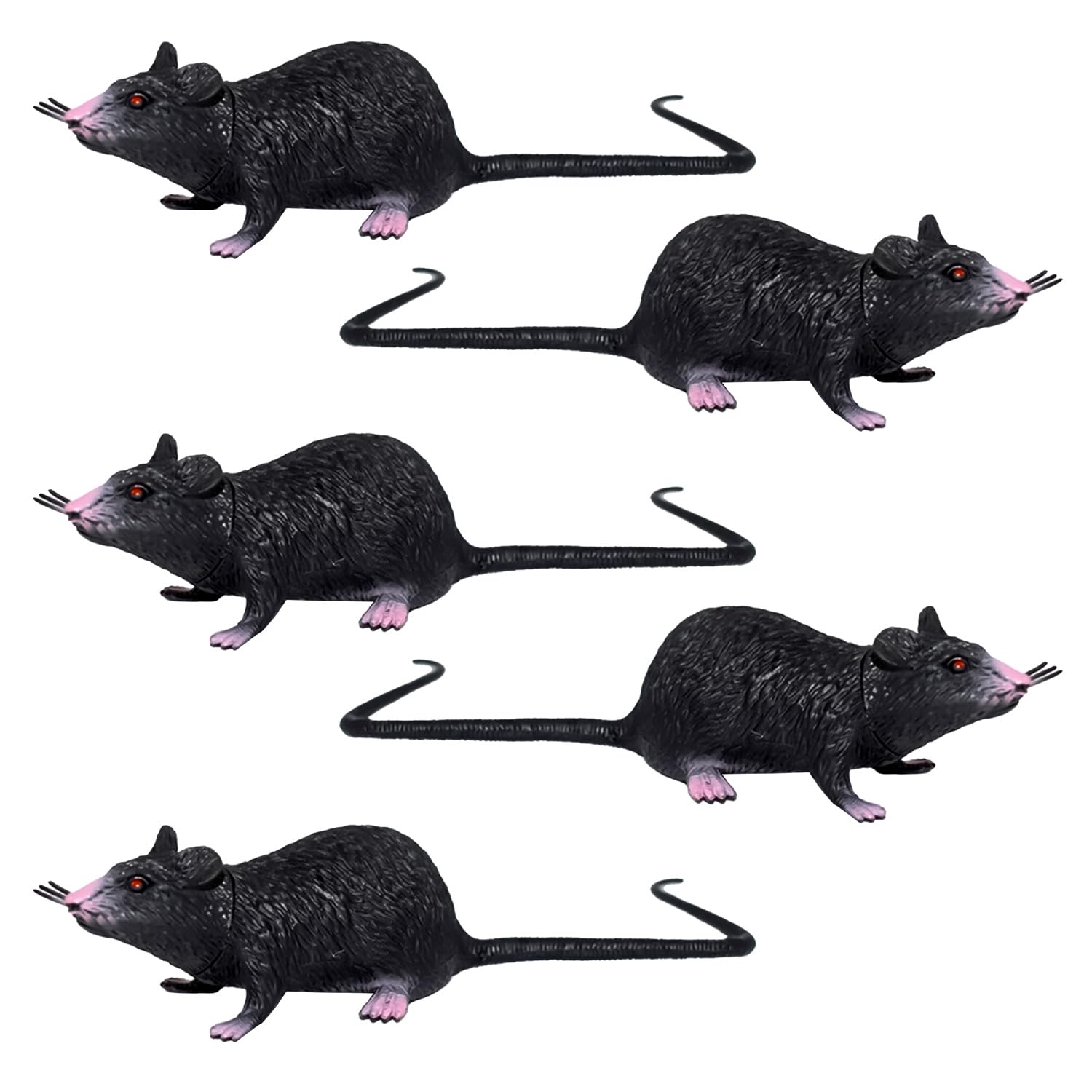 DVOFU 5Pieces Halloween Fake Rat Black Scary Simulation Mouse Props Novelty Kids Halloween Decorations for Parties Haunted Houses Pranks