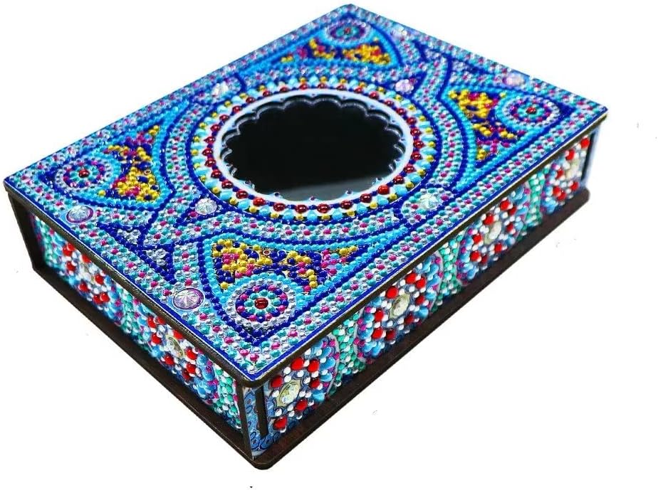 HSTONY DIY Diamond Art Decorative Box with Mirror Kit Diamond Painting Wooden Boxes Jewelry Storage Box for Girl Dresser Desktop Decor