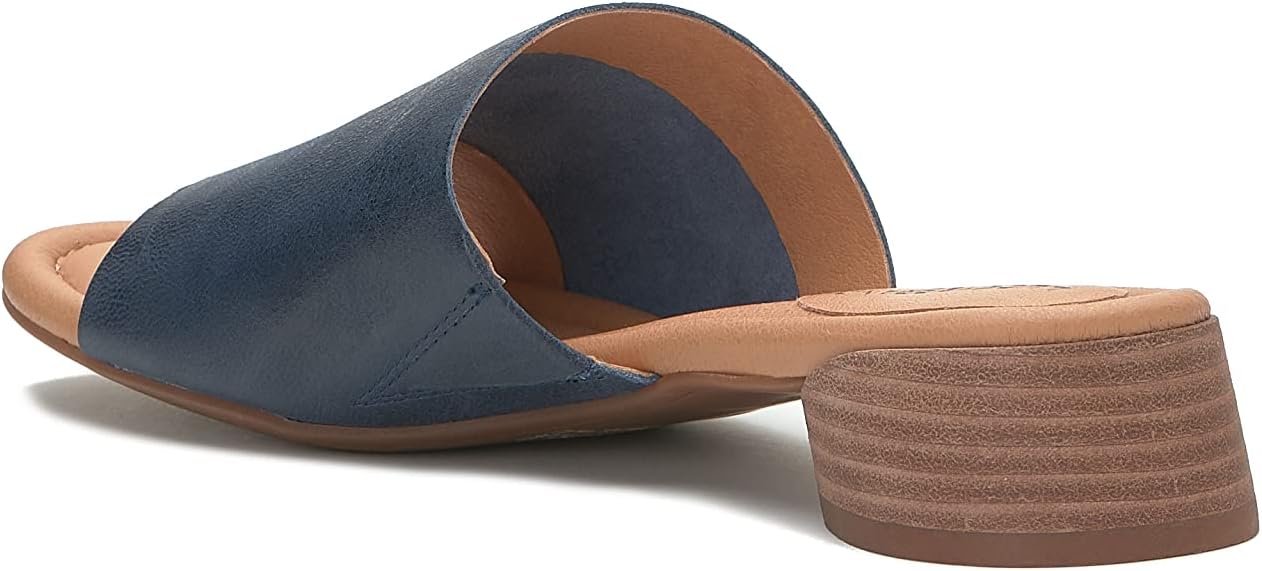 Lucky Brand Women's Raffy Heeled Slide Sandal, Navy Blazer, 7