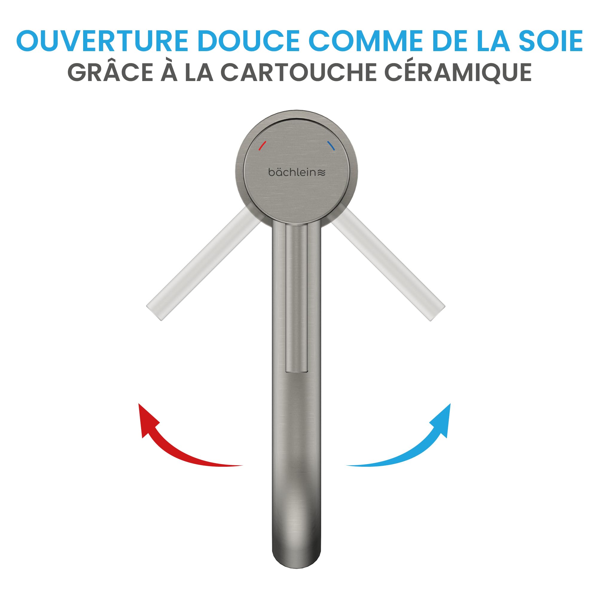 Bächlein Susara Grifo alto de baño con caño curvo de diseño extra alto, grifo monomando para lavabos de encimera con cartucho de cerámica resistente y juego de montaje, grifo de