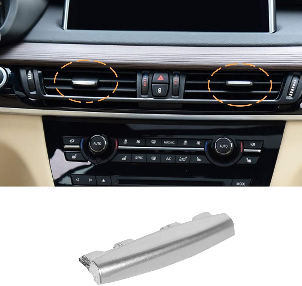 Jaronx Compatible with BMW X5/X6 Air Vent Clip Tab Chrome-Plated Trim, Upgraded Front Row AC Vent Clip Air Conditioning Outlet Tab (Compatible with BMW X5 F15 2014-2018, X6 F16 2015-2018)