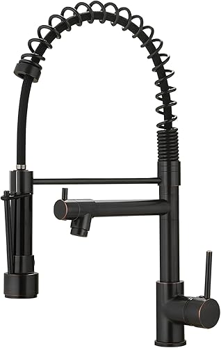 AIMADI - Grifo de cocina de bronce aceitado - Grifo de fregadero de cocina con resorte de estilo comercial, moderno grifo de cocina de un solo