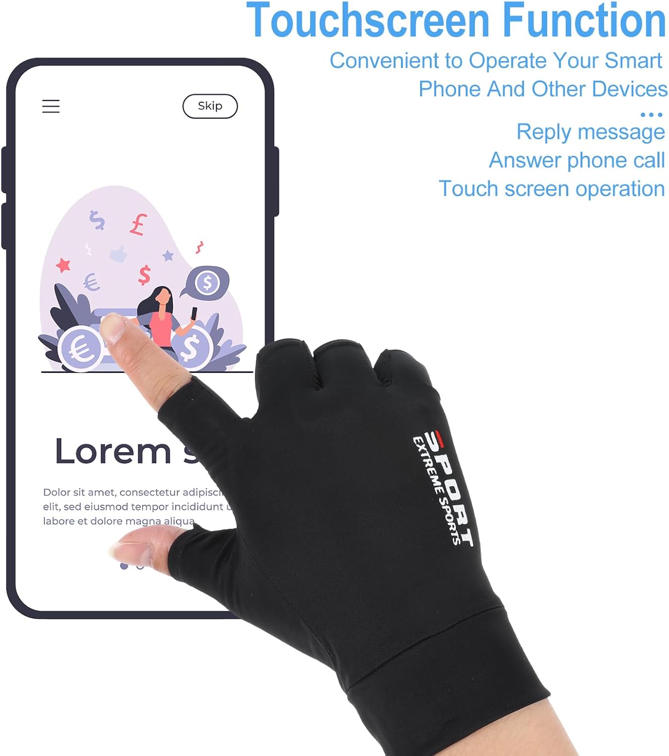 Fingerless Gloves, Multipurpose Fingerless UV Protection Gloves for Fishing Driving Sailing Rowing Kayaking & Paddling Glove, Water & Sports Sun Protect Glove for Men and Women - Image 7