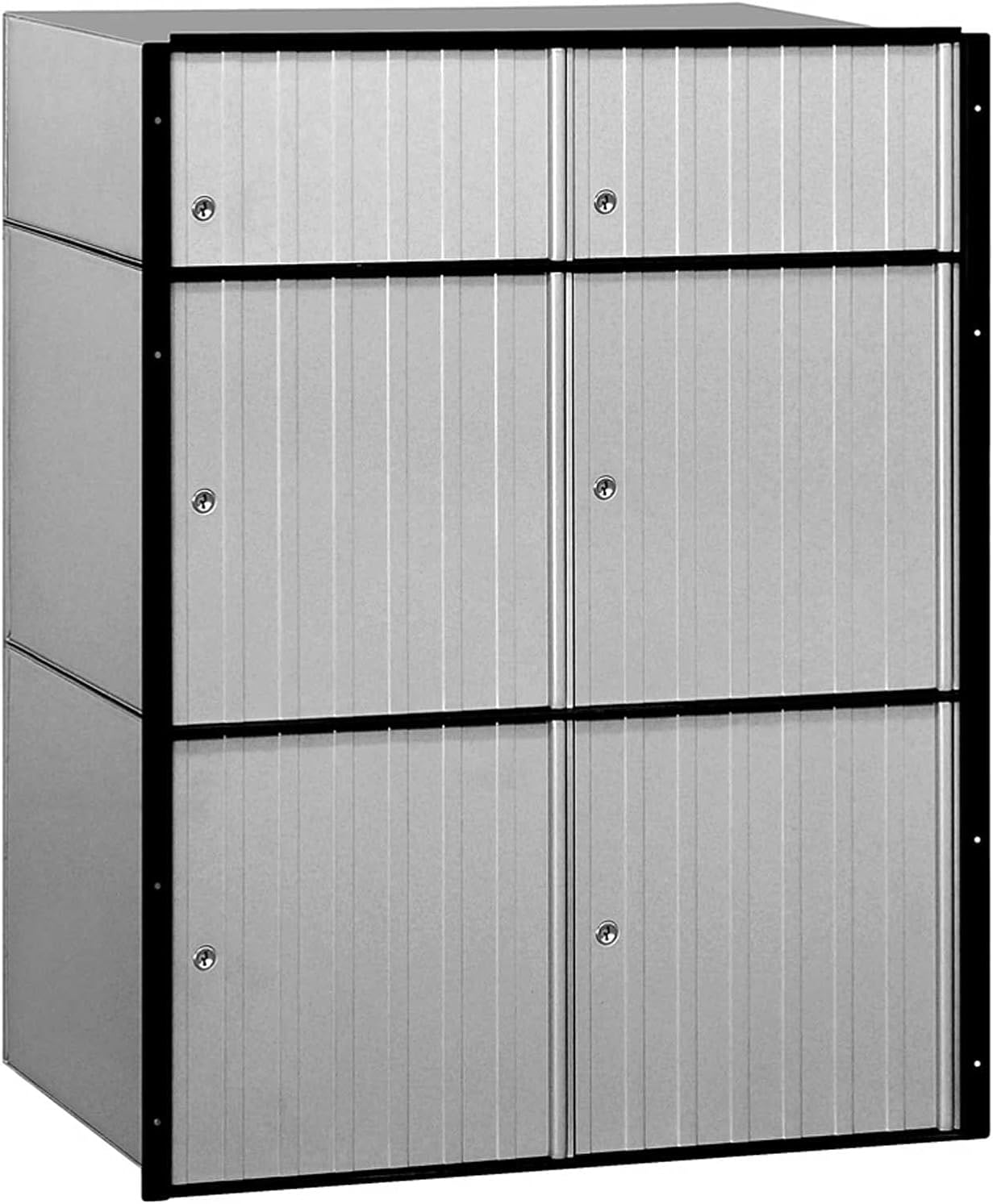 Salsbury Industries 2206 Aluminum Mailbox, 6 Doors, Standard System, Aluminum with Black Trim