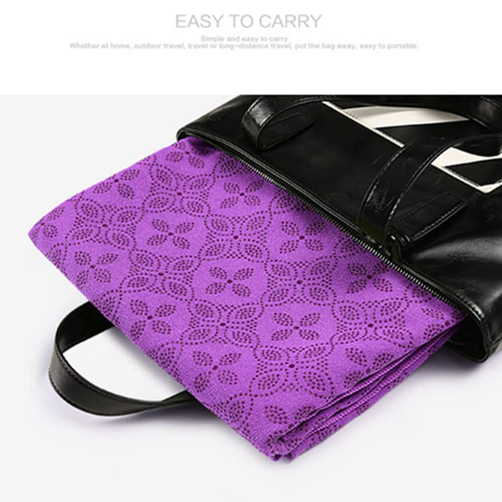 Serviette De Yoga Microfibre Antidérapante 183x63cm - Pour Yoga Chaud, Fitness, Voyage - Lavable Machine