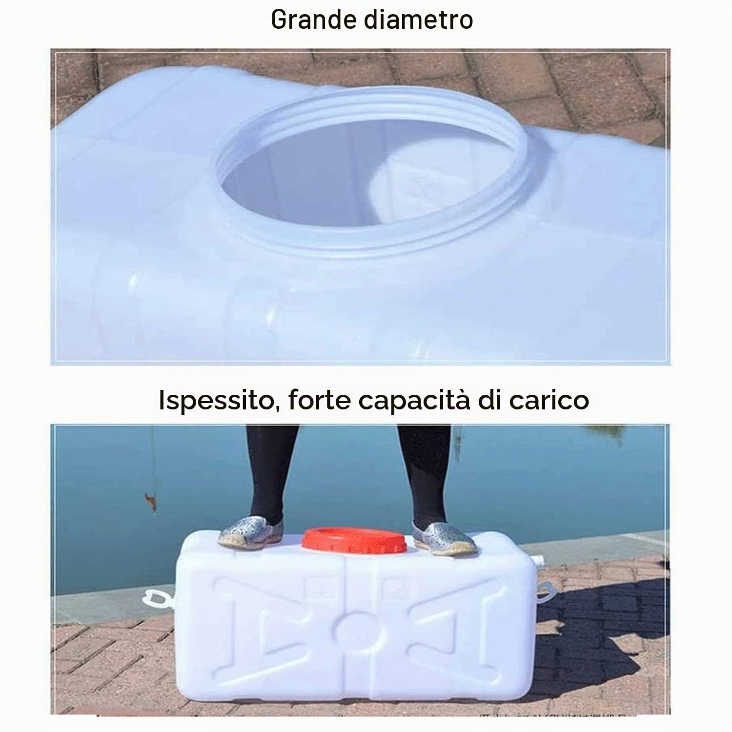 Serbatoio Bianco Orizzontale per uso Domestico In Plastica per uso Alimentare,25L/45L/80L/110L/160L Serbatoio per Acqua In Plastica per Campeggio Contenitore per Acqua con Coperchio e Valvol(Size:80L)