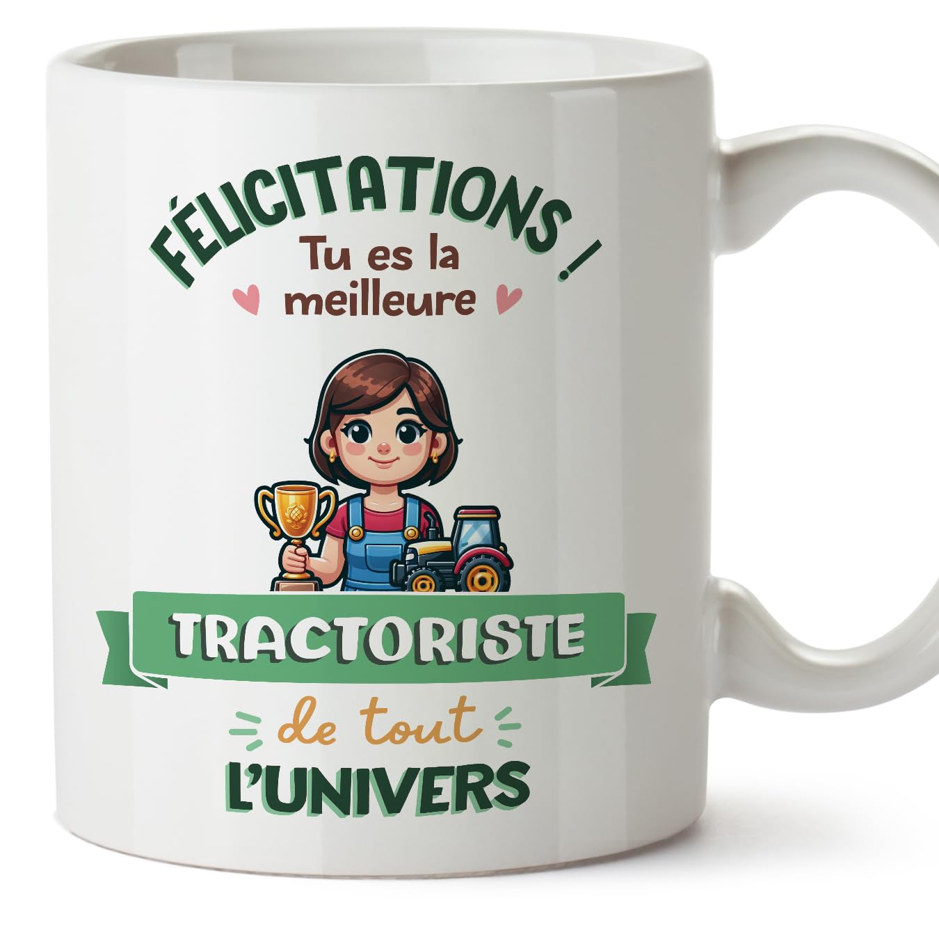 MUGFFINS Tractor Driver Woman Mug - in French - Meilleur Univers Trophée - Funny Gift for Colleagues - Ceramic 11oz Mug — image 1