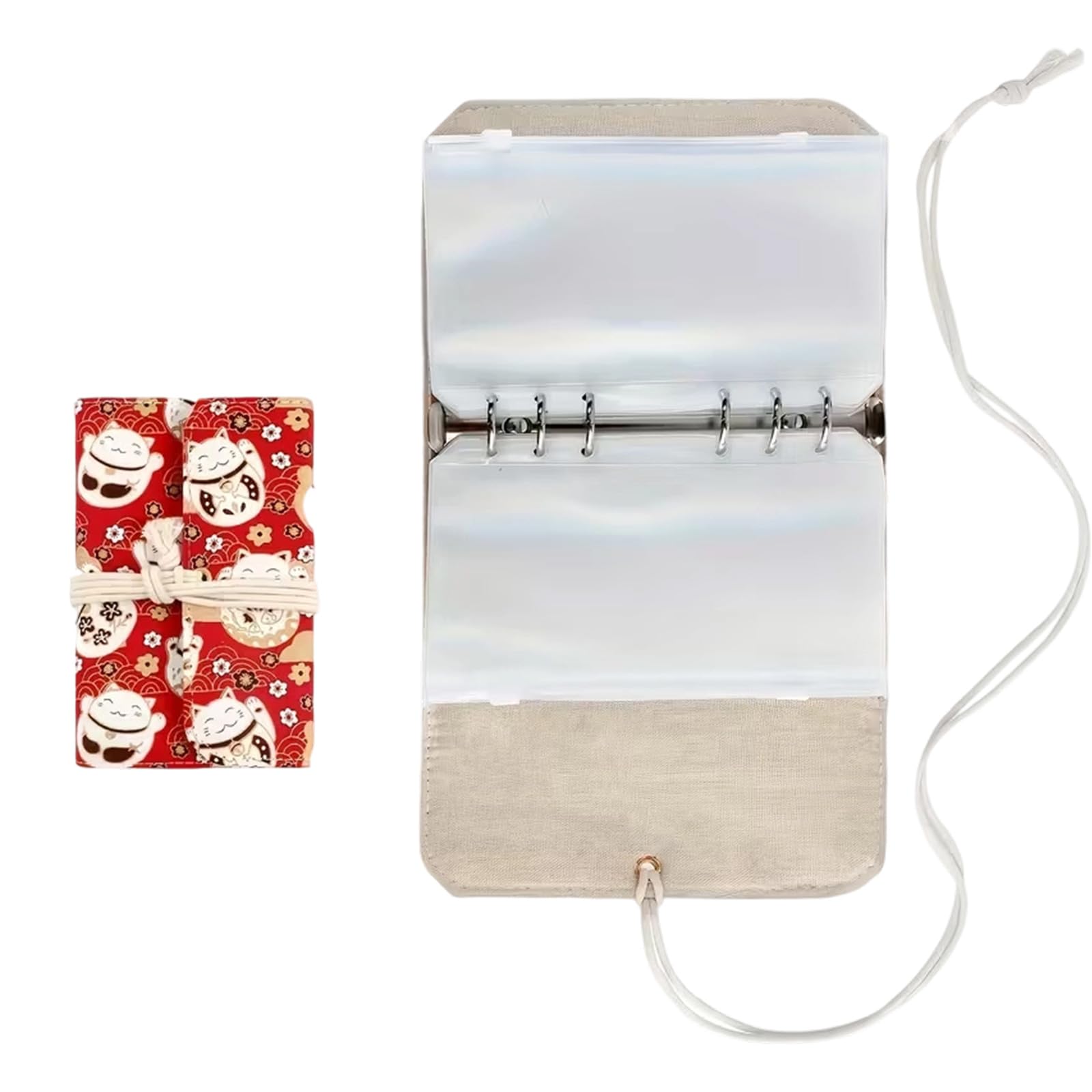 Circular Needle Storage Bag Knitting Tool Organizer Case with Removable 6 Hole PVC Binder Pocket, PVC Storage Bag for Knitting Supplies