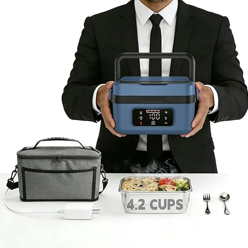 Heated Lunch Box - Electric Lunch Box Food Heater, Portable Food Warmer for Work & Travel, Hot Heatable LunchBox for Adults & Cordless Self Heating