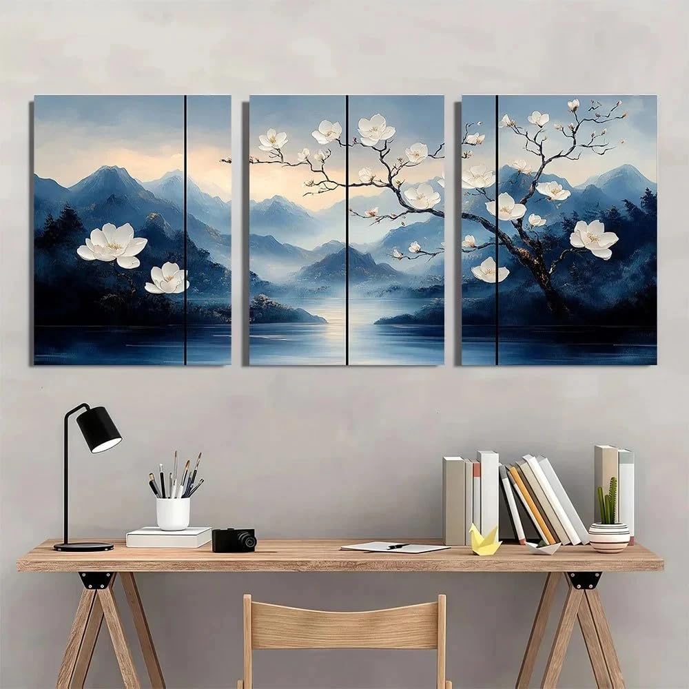 Toile peinture botanique nature grand format pour deco chambre zen