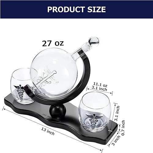 Miniatura 7 de Doctors Dr. & Healthcare Worker Gifts Men & Women - Decantador de vino y whisky con símbolo caduceo - Día del Padre - 25.4 fl oz Idea de regalo para