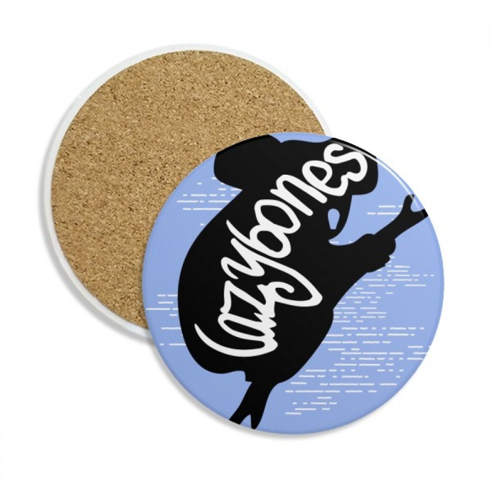 Coaster en céramique naturelle durable avec silhouette de paresseux noir design épuré