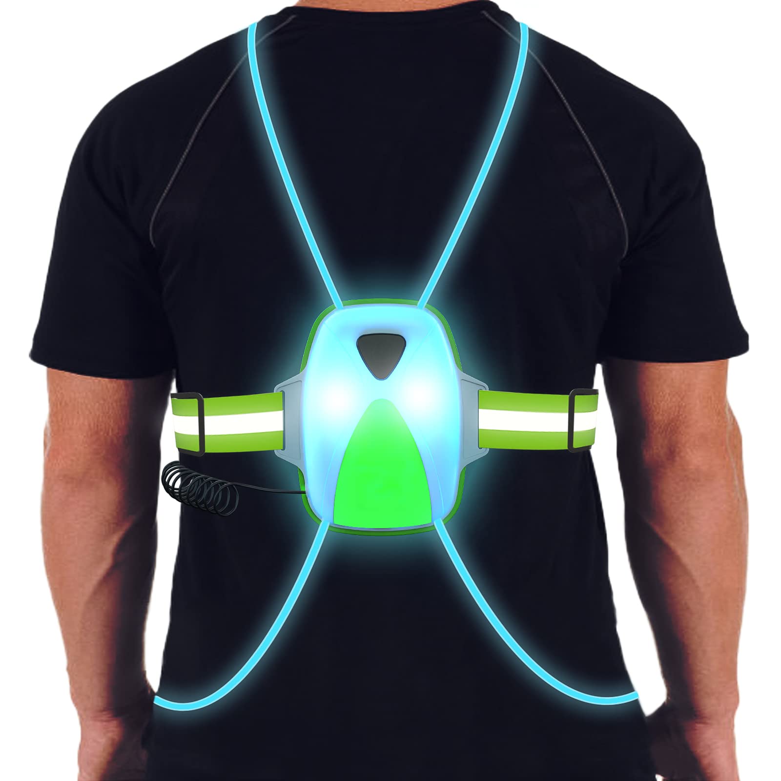 Labeol LED Reflective Running Vest with High Visibility Front Safety Light,6 Bright Colors Lights for Runners,USB Rechargeable Reflective Gear Accessories for Men/Women Running,Walking,Cycling etc.