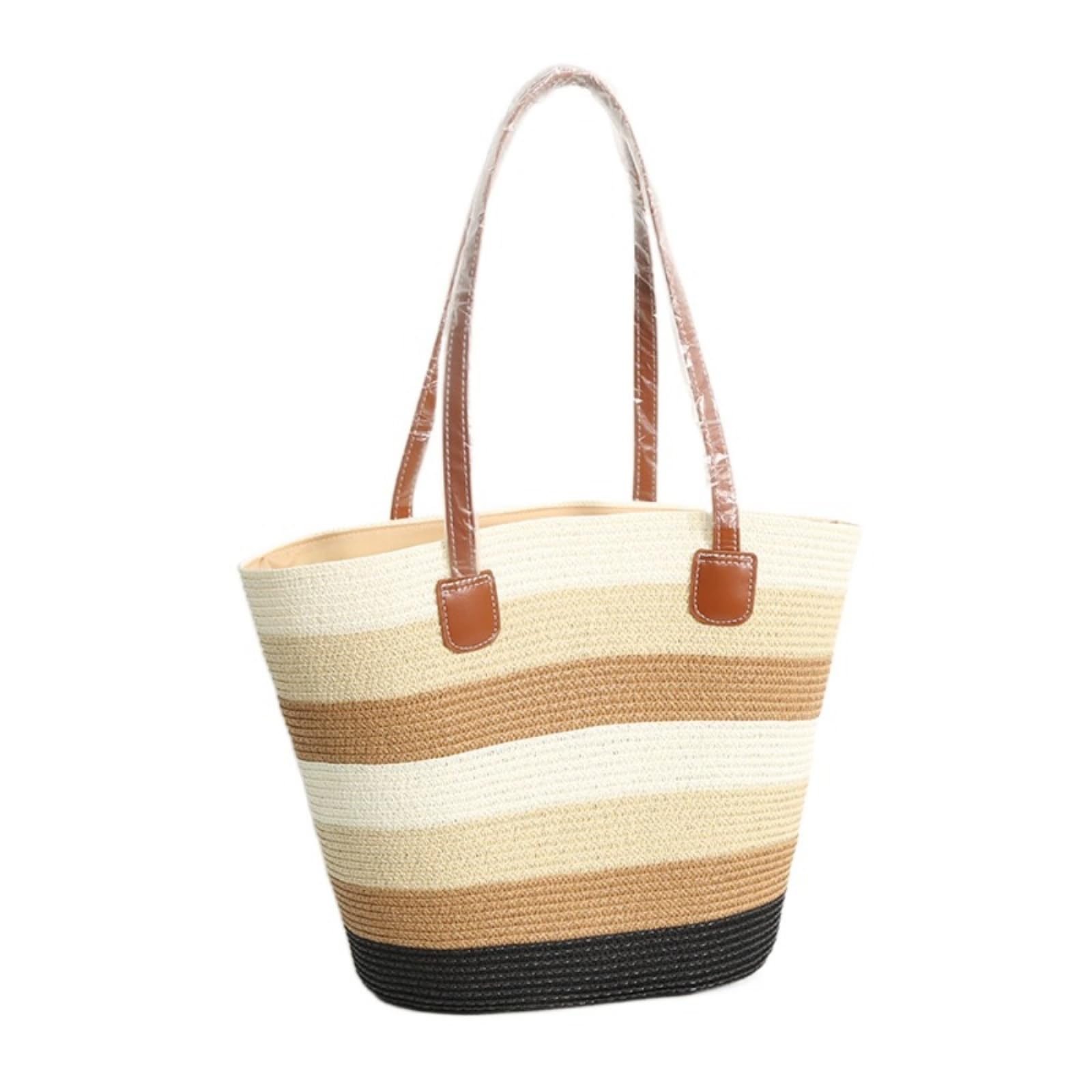 Torba Crossbody Moda Słomka Duża Pojemność Tkane Ramię Kwadratowy Zamek Błyskawiczny Kapelusz Wakacje Torby Z Górnym Uchwytem