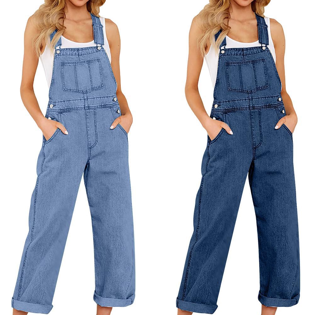 shownicer Salopette Jeans Donna Pantaloni Lunghi In Denim Con Bretella Pagliaccetti Casual Salopette Con Tasche