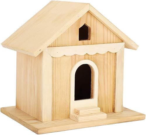 Casa de pájaros sin terminar, casa de pájaros de madera, casa de pájaros colgante exterior, caja de anidación de pájaros de loros hechos a mano para