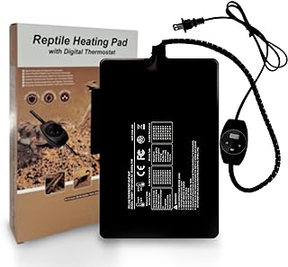 Reptile Heating Pad with Digital Thermostat, 6x8 Inch Under Tank Heat Pad for Reptiles/Tortoise/Snakes/Lizard/Gecko/Hermit Crab/Frog/Spider/Insect Breeding - Upgraded Terrarium Heating Pad