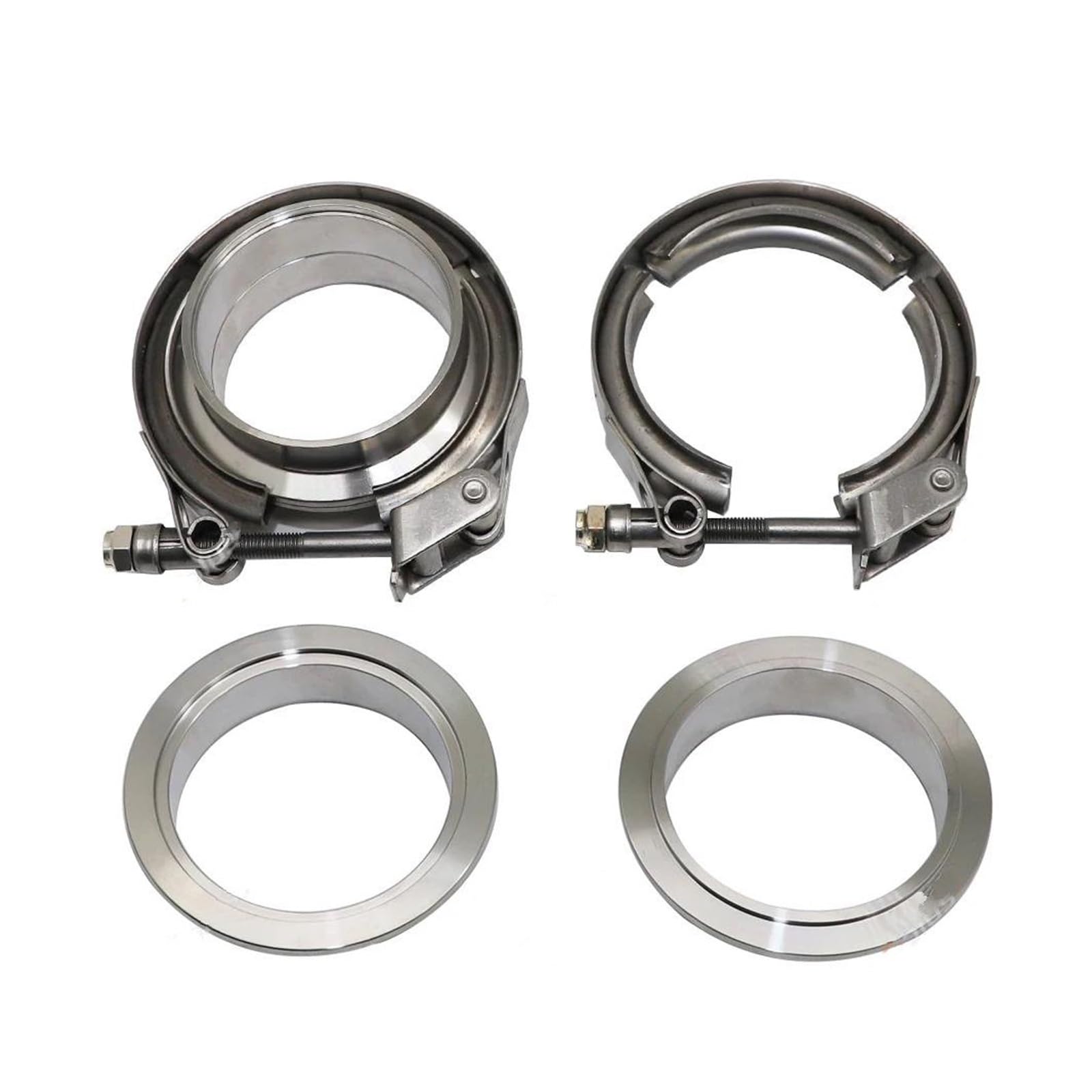 Puntas Escape Abrazadera Vband para Tubo Escape Coche Kit Abrazadera En V con Brida Macho Y Hembra Abrazadera Banda En V Liberación Rápida Acero Inoxidable 304, Turbo Silenciador(5 Inch 127mm)