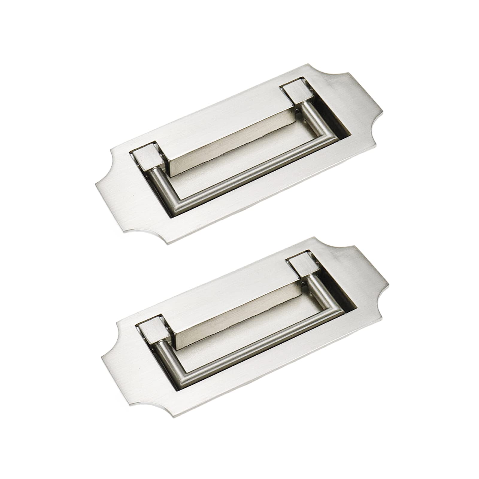 Pastlla Boat Marine Flush Ring Pull, Hidden Concealed Door Handle Finger Edge Pulls Flush Mount Lifting Ring Hardware Furniture Handle for Cabinet Closets, Drawers Pack of 2 Zinc Alloy (Silver)