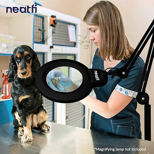 Miniatura 5 de Neatfi 7" XL bifocales 1,600 lúmenes Super LED lupa lámpara (negro) paquete soporte de piso con 6 ruedas base rodante (negro)