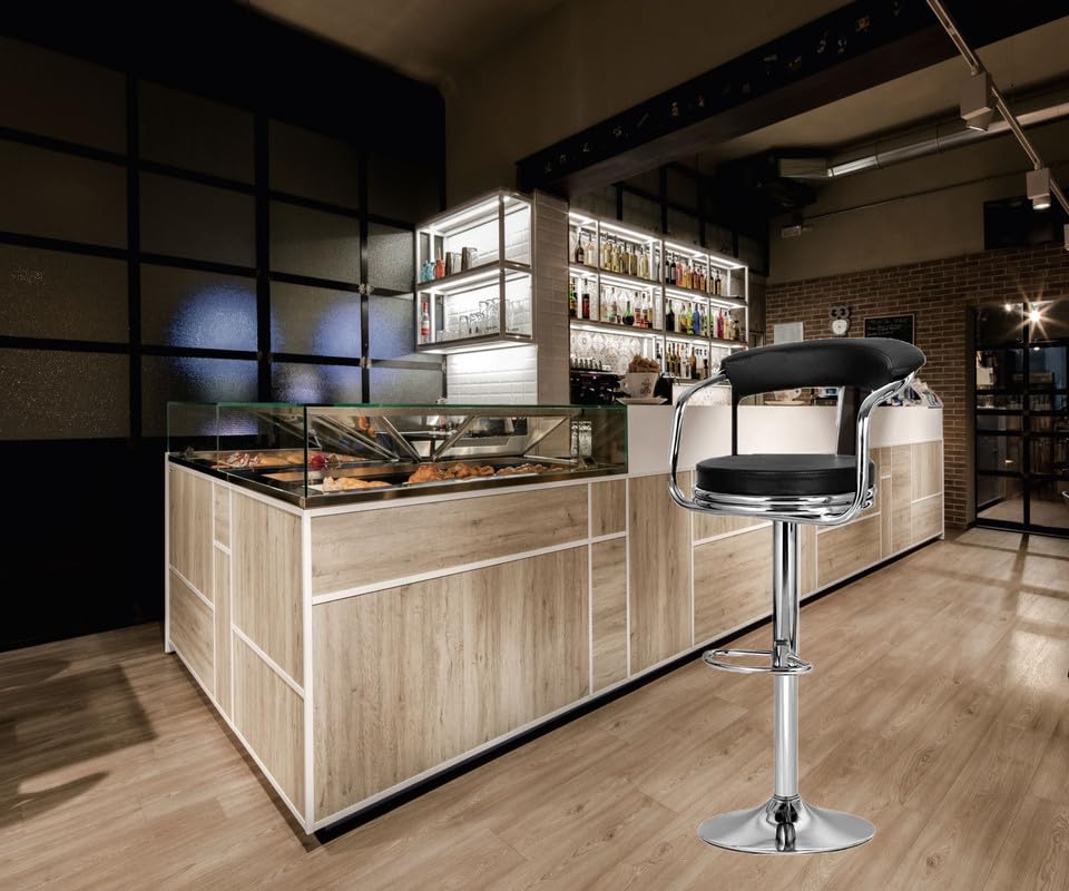 Metal Bar Stool | Modern Height Adjustable Bar Chairs for Home | 360 Degree Swivel Seat Top