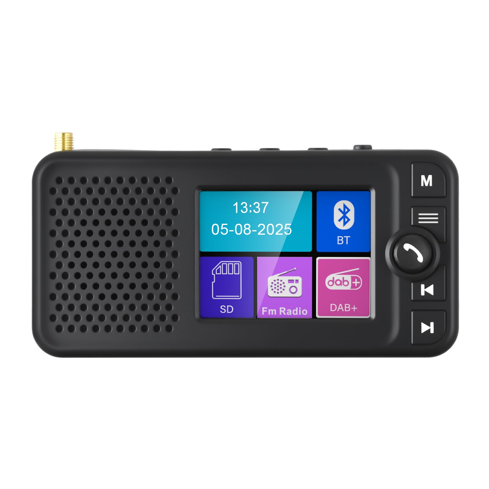SIXWIN DAB/DAB+ Adattatore radio digitale DAB per auto da 2,4 pollici con schermo LCD colorato ricevitore radio DAB portatile con trasmettitore FM TF Play AUX