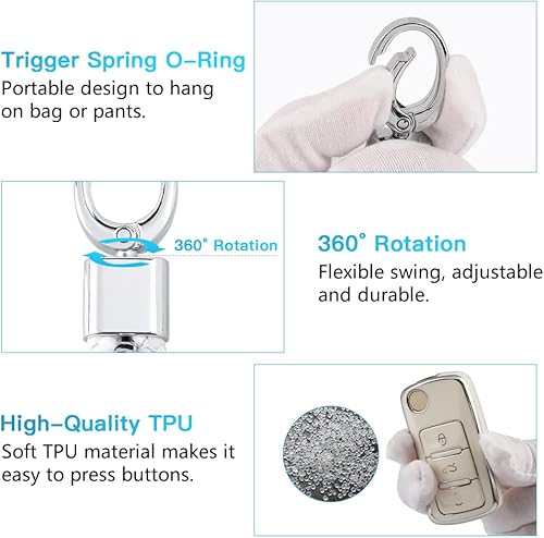 Miniatura 5 de 1797 Funda para llavero de 3 botones para VW Volkswagen Jetta Beetle Tiguan Passat Accesorios de Golf Llavero de coche, funda protectora de TPU