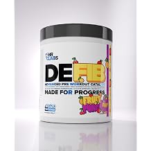 DEFIB, Ultimate All in One Advanced Strong Pre Workout Powder, High Caffeine Content, 40/20 Servings, 420g, Athlete Approved 8 Great Tasting Flavours 420g, Fruit Punch