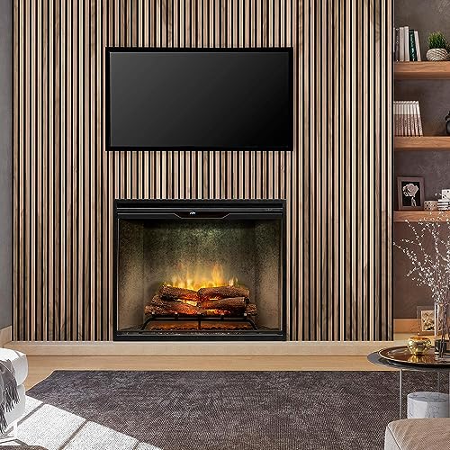 Dimplex Revillusion® 36 Inch Tall Built-in Electric Firebox - Natural Concrete Background - Includes Realistic Faux Logset, Front Glass Panel, Firebox, and Plug Kit