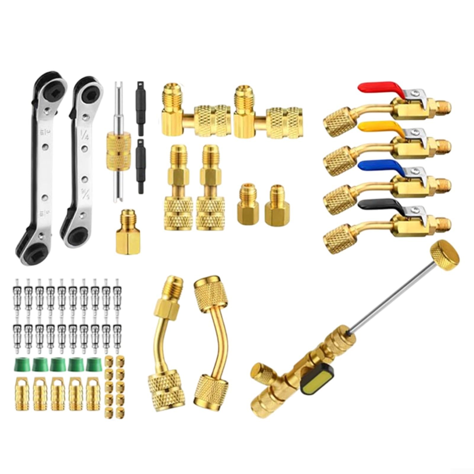 Set di strumenti per la rimozione del nucleo della valvola sottovuoto, per HVAC, chiave di riparazione per valvole a sfera in ottone con R410A, per adattatori mini split, compatibile con sistemi di