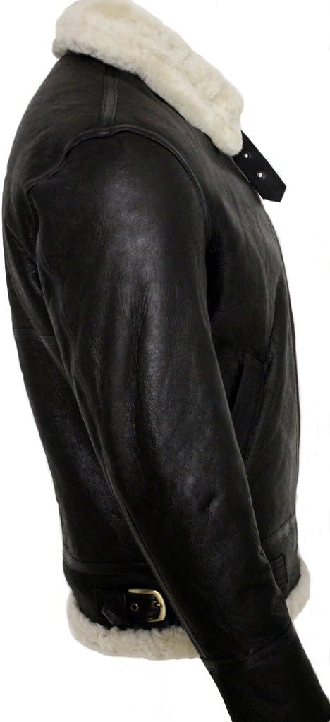 Men's Cream B3 Shearling Sheepskin World War 2 Bomber Leather Flying Aviator Jacket