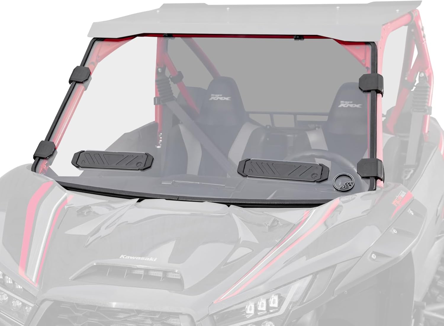 SuperATV Full Windshield for a Kawasaki Teryx KRX 1000 | Scratch Resistant | Vented | 1/4" Polycarbonate | XR Optic Hard Coating | Made in USA | Includes Pre-installed Bulb Seal