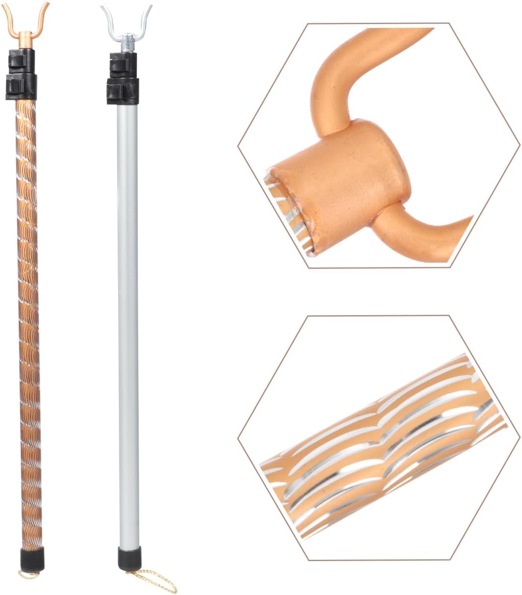 Unomor Telescopic Clothes Reaching Pole 50.39 Inch Lightweight Aluminum Laundry Rod for Hanging Clothes in Wardrobe Ceiling and High Places 2-Pack Retractable Line Tool