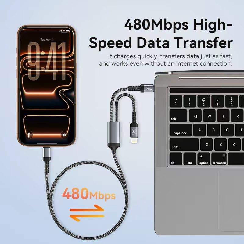 Image of Wayona 2 in 1 Fast Charging Cable 60W Type C to Type C & 27W Lightning 1.2M Nylon Braided Compatible with iPhone 17 /16 /15 /14 Lightning Models & S26,S25,MacBook, iPad