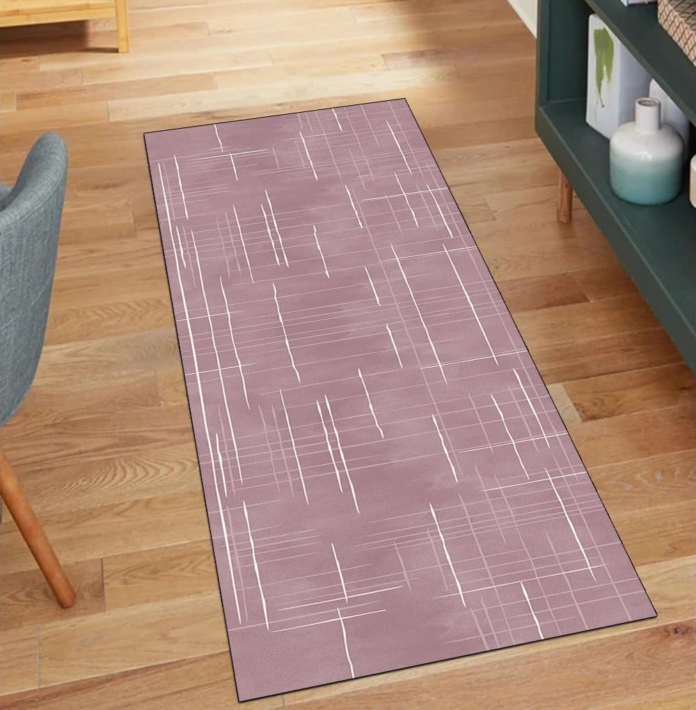 Alfombra lavable para cocina con base antideslizante rosa de 60x150cm