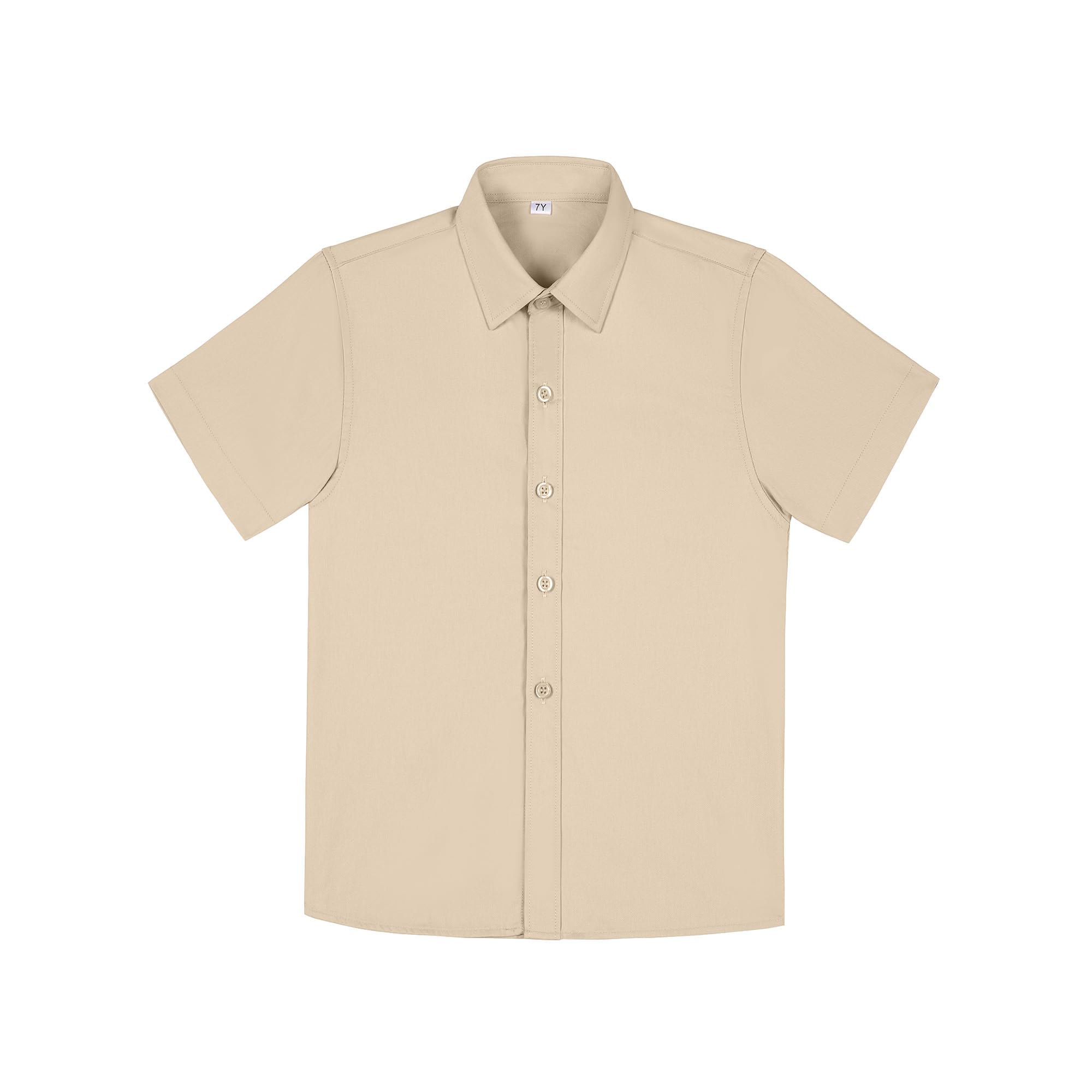 Boy's Long Sleeve Button-Down Shirt Kids Soild Collar Fashion Dress Shirts, Boys Short Sleeve Tops Size 2t-20