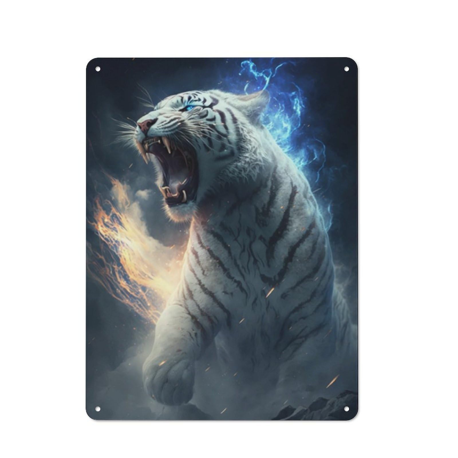 Junmoney Style-23 Vintage Tin Sign 40X30cm With Electric Tiger Roar For Garage Or Workshop, For Kitchen, Dining Room And Home Bar Wall Decor