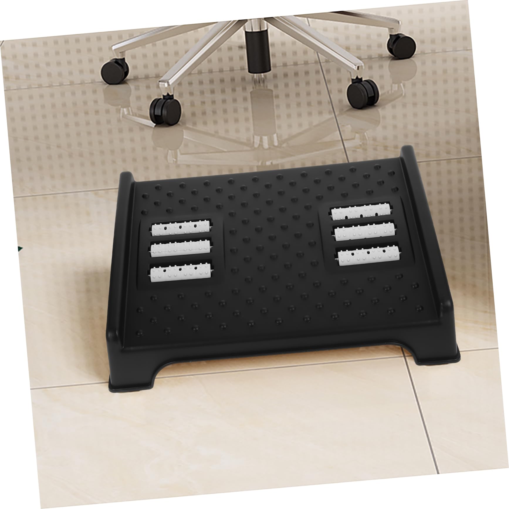DOITOOL Poggiapiedi Ergonomico Supporto Stabile per Postura Seduta Corretta Nero in Plastica e Design Antiscivolo per Ufficio Sotto Scrivania