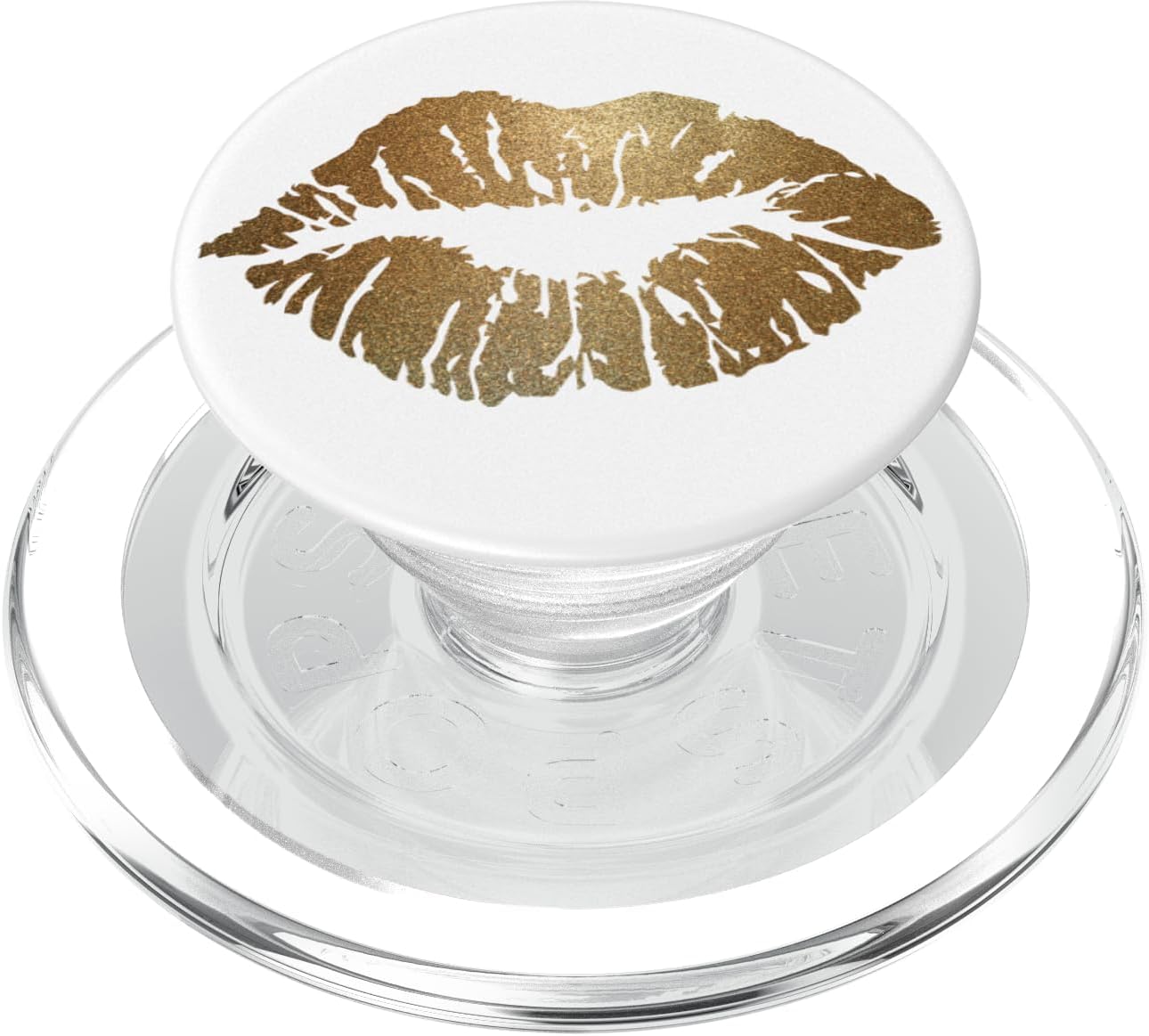 Gold Lips White PopSockets PopWallet for MagSafe