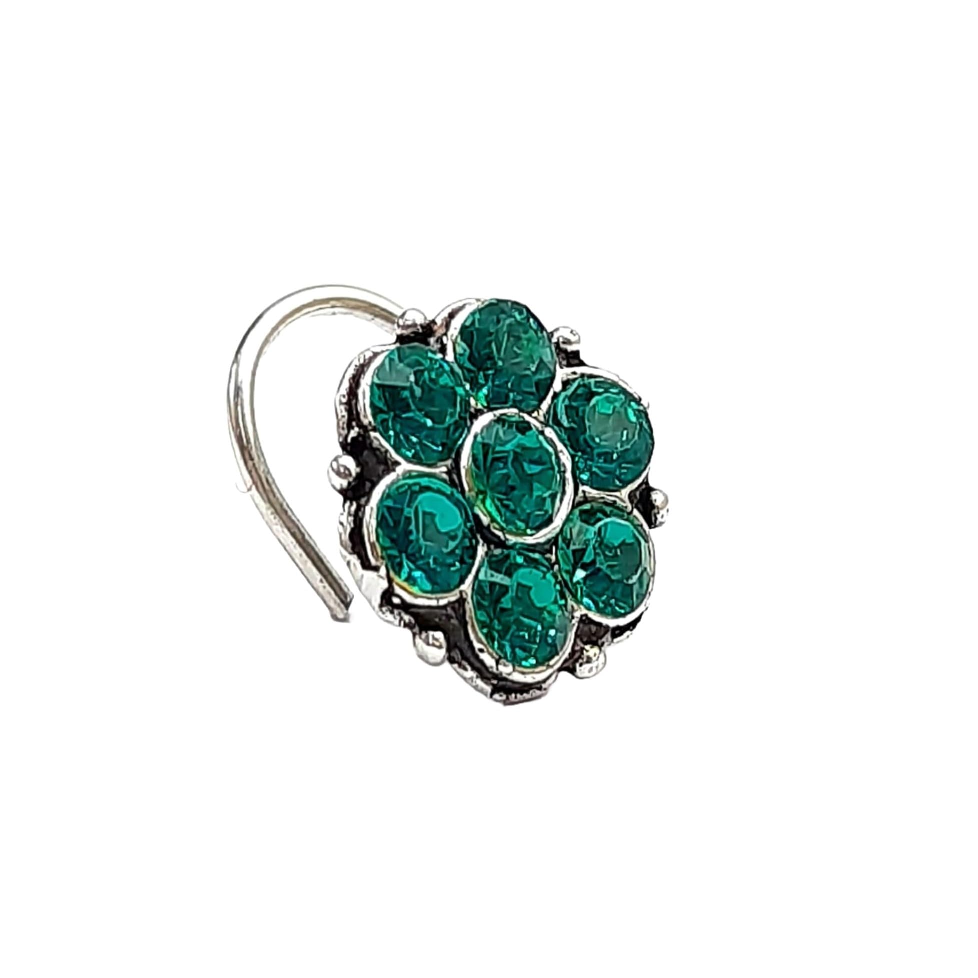 Moonlit Mystery 7 Sparkle Nosepin | Silvered Alloy 7 Stone Nose Pin | Beautiful Nose Ring-image-21