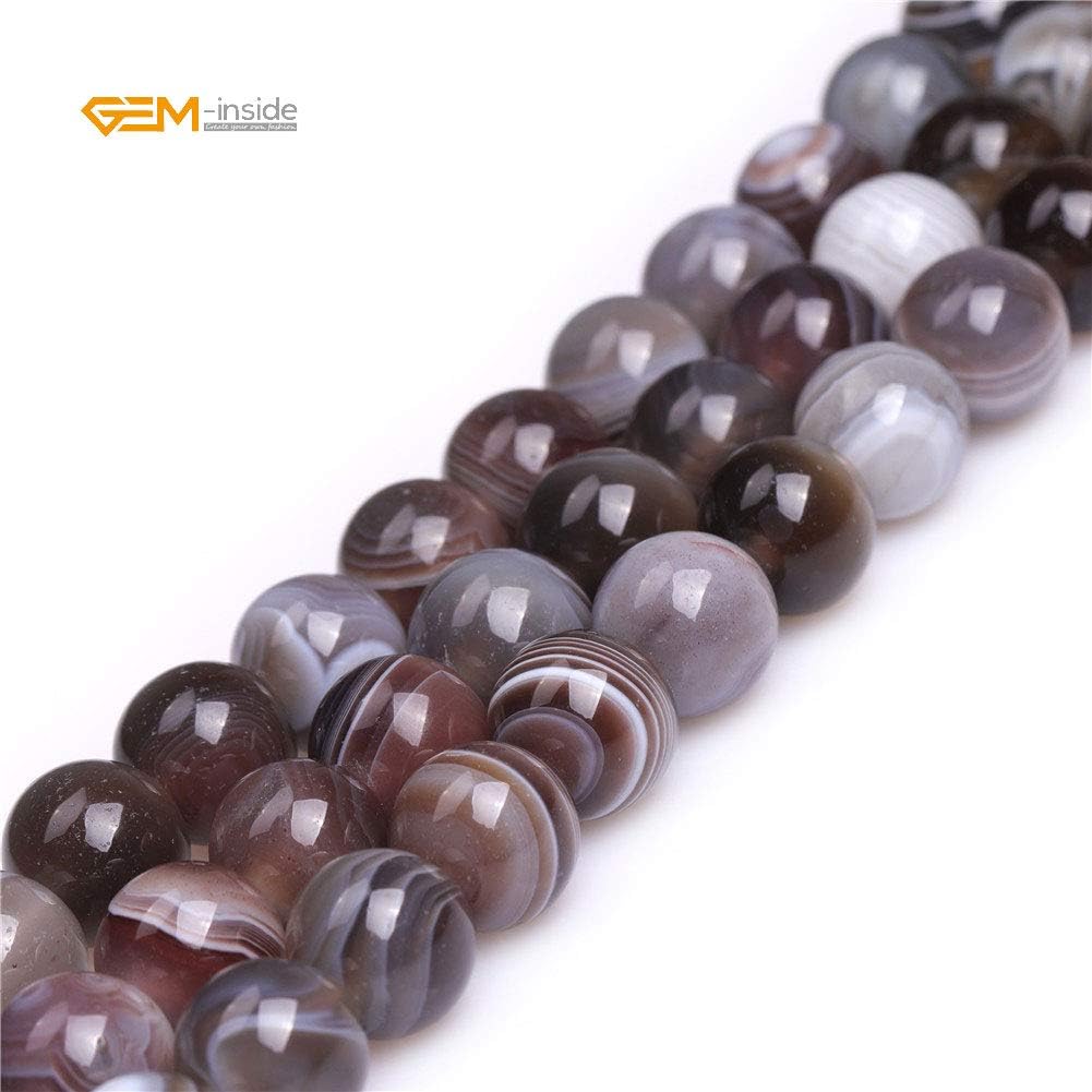 GEM-Inside 12mm Natural Onyx Botswana Agate Stone Round Semi Precious Chakras Big Hole Beads for Jewelry Making DIY Handmade Craft Supplies 15"