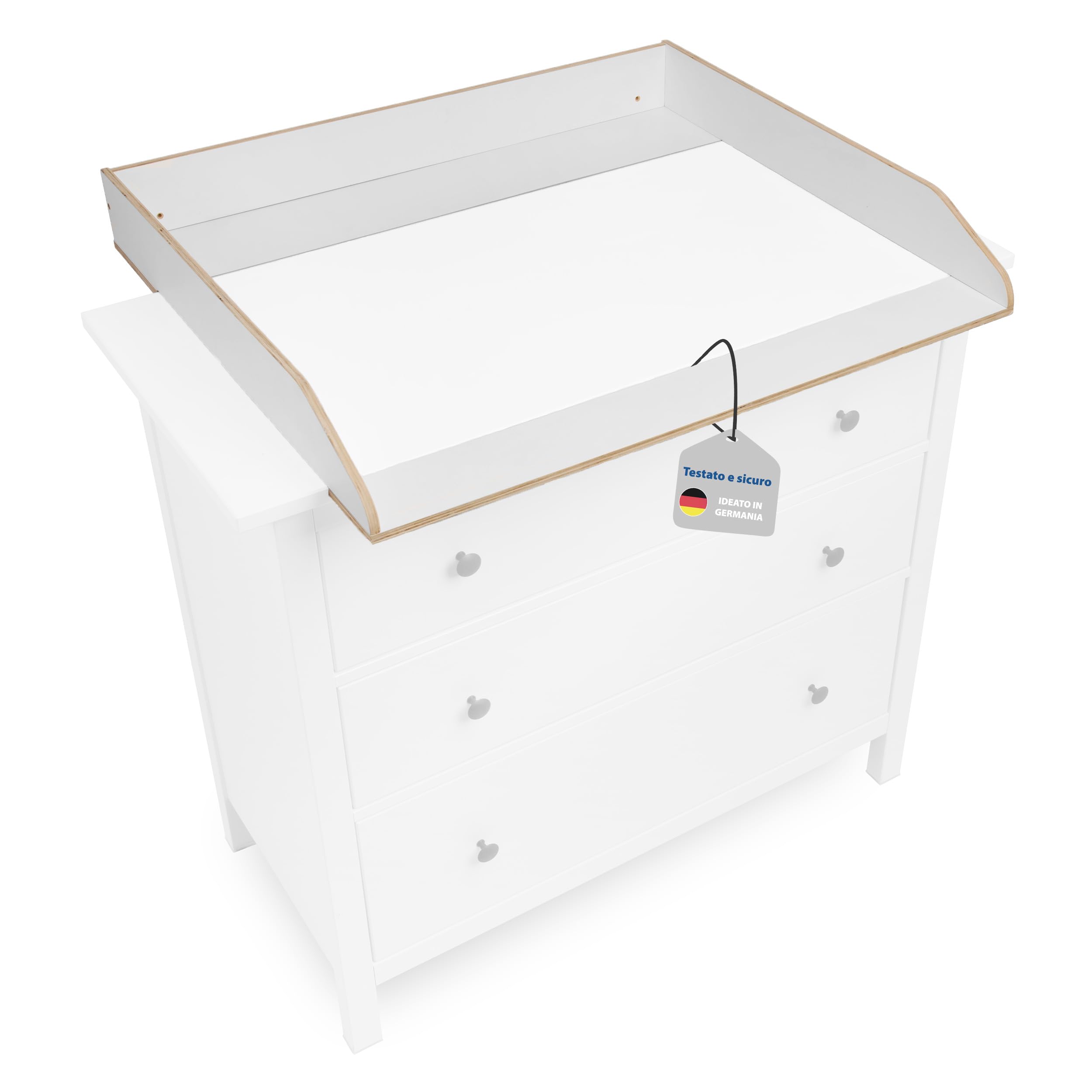 Jonka Piano Fasciatoio per Cassettiera IKEA Hemnes 108 160 cm Legno Naturale Bianco DIN EN 12221