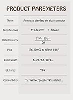 Vista 6 de Cable de alimentación de 2 clavijas compatible con TCL Roku Smart LED LCD HD TV - UL Listado TCL Roku TV Cable de alimentación AC Plug