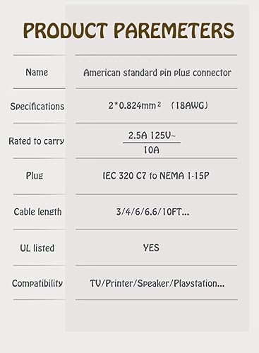 Miniatura 6 de Cable de alimentación de 2 clavijas compatible con TCL Roku Smart LED LCD HD TV - UL Listado TCL Roku TV Cable de alimentación AC Plug