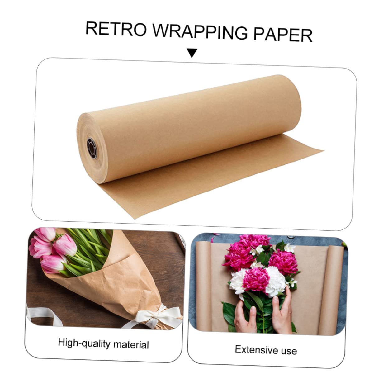 Beavorty Juego de Rollos de Papel Kraft de 38 Cm X 50 M Papel de Kraft para Manualidades Rollo de Marrón