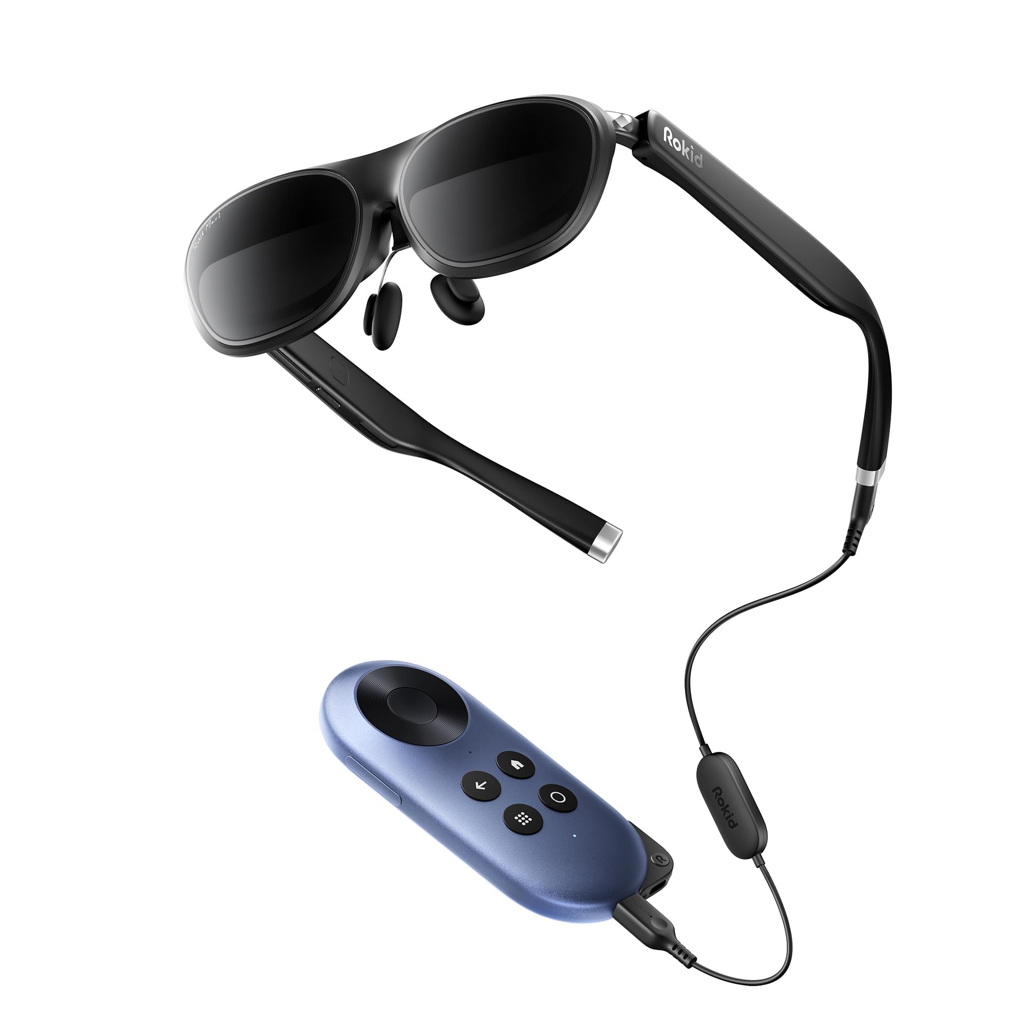 Rokid Joy 2, Max 2 AR Brille Schwarz mit Station, 215" tragbares Display, 50° FOV und 1000nits Leuchtdichte, Spielkonsolen und Computers, kompatibel mit Android