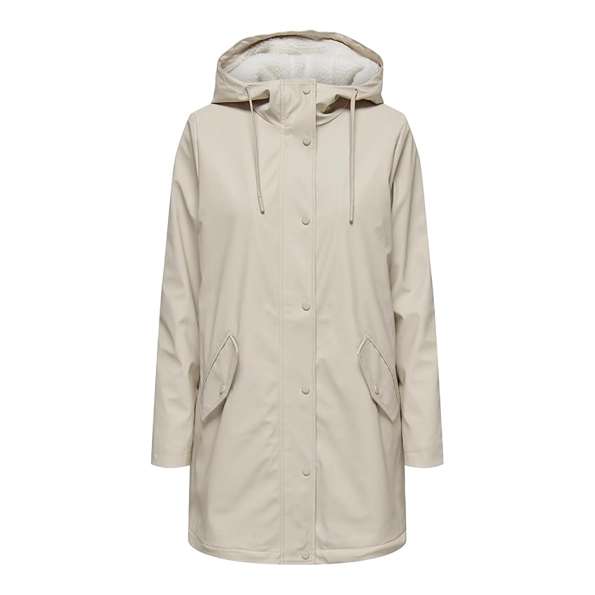 ONLY Onlsally Raincoat OTW Noos da donna, Farina d'avena/dettaglio: bianco orsacchiotto, S