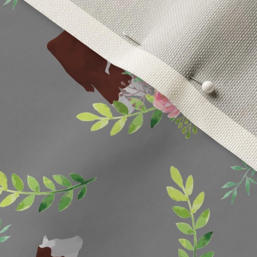 Spoonflower Fabric - Showstock Roses Hereford Steers Smaller Steer Cattle Cow Livestock Printed on Upholstery Velvet Fabric Fat Quarter - Upholstery Home Decor Bottomweight Apparel